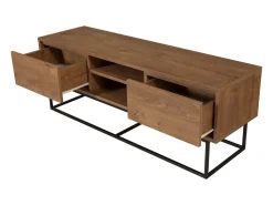 Sale Concept-Usine Móvel de TV em Madeira e Preto com Arrumação HAYE Design Industrial Moderno Castanho