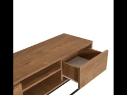 Sale Concept-Usine Móvel de TV em Madeira e Preto com Arrumação HAYE Design Industrial Moderno Castanho