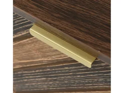 Best Móvel de TV em madeira e preto com puxadores dourados e pés de ferro, bancada de TV com 2 portas e compartimentos Natural claro