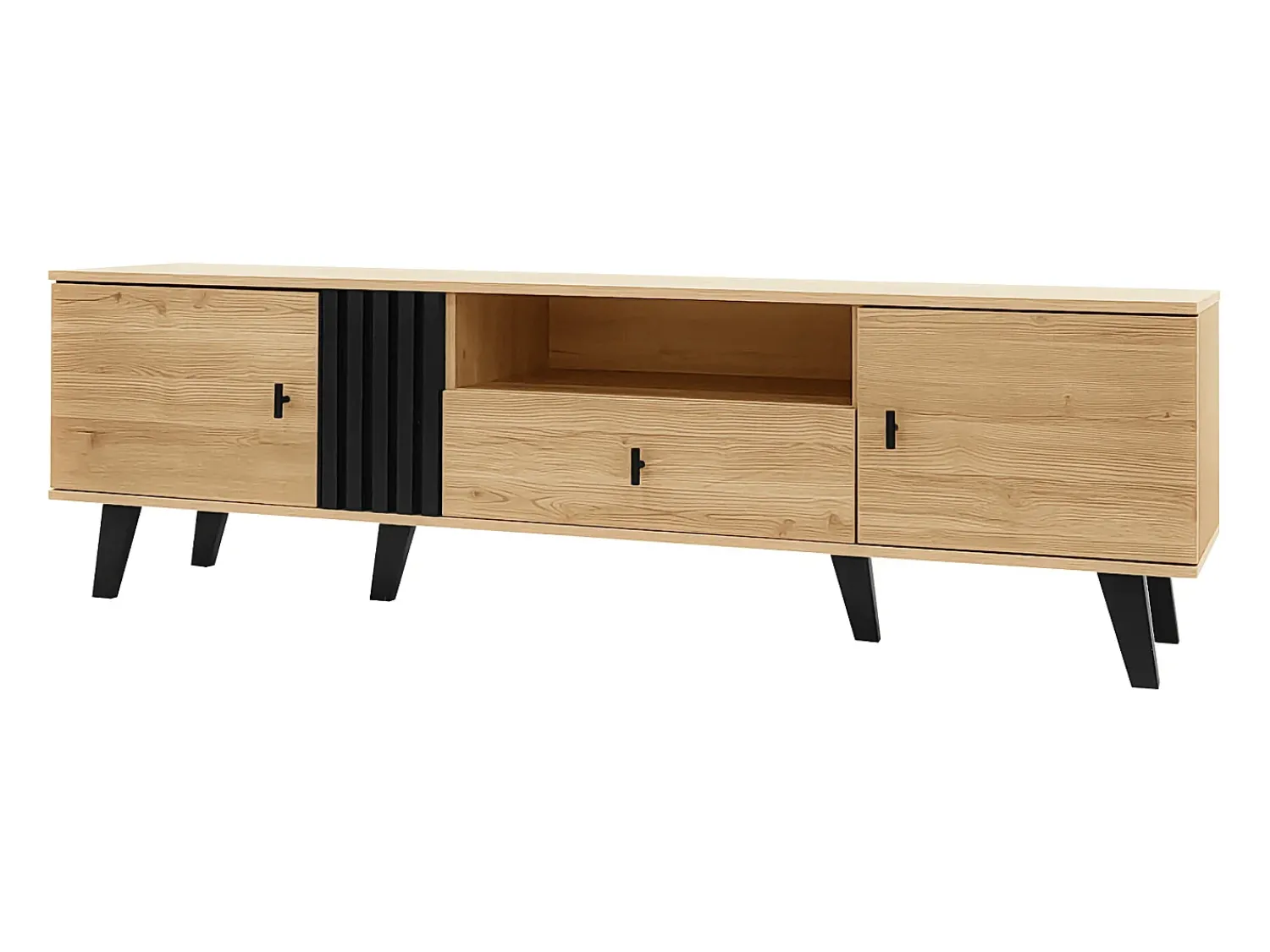 Móvel de TV em madeira e 170 x 40 x 50 cm, aparador com cinco compartimentos de arrumação e uma gaveta^ Móvel De Tv