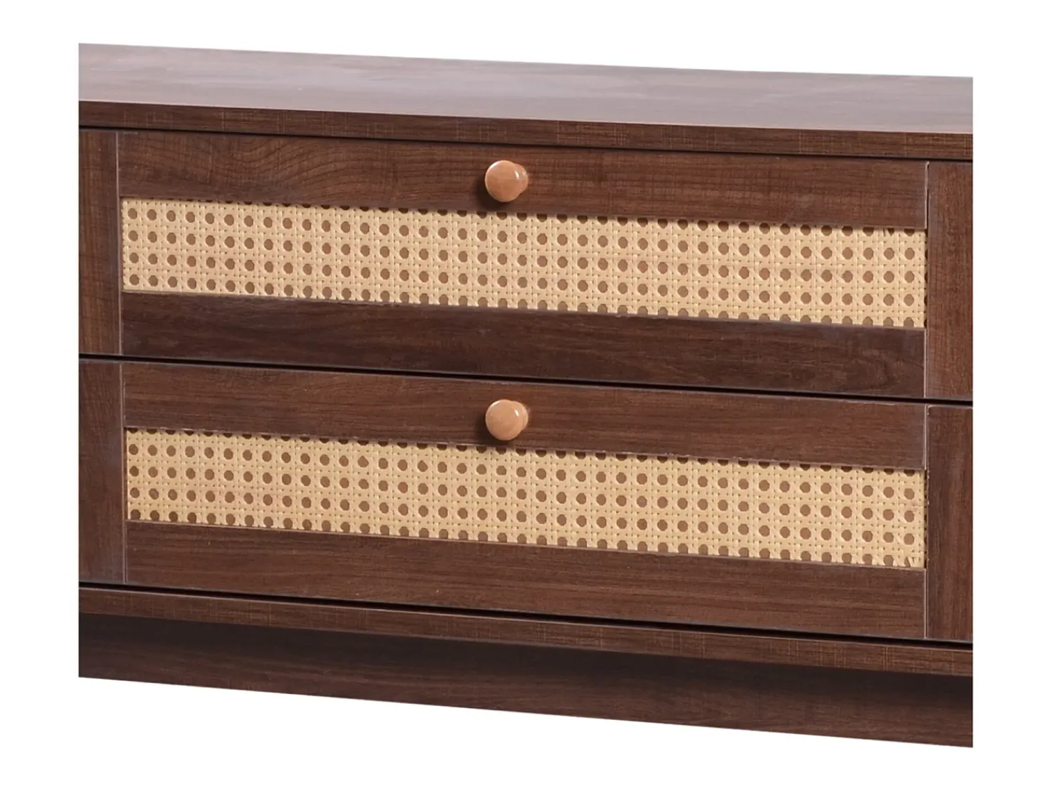 Móvel de TV em madeira maciça com 2 portas e 2 gavetas, 170 x 39,5 x 46 cm, Móvel de TV com laterais de vime^ Móvel De Tv