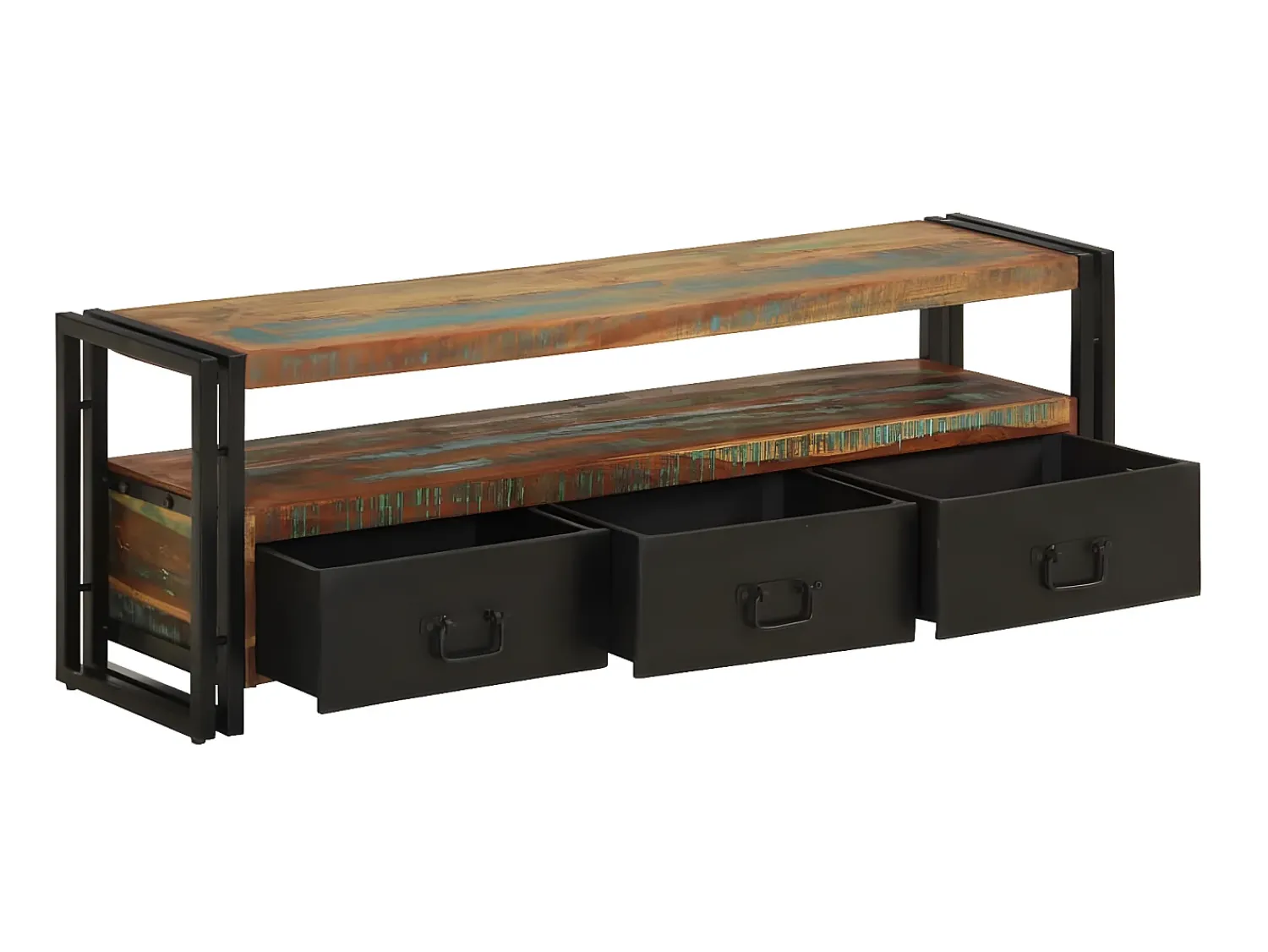 Móvel De Tv| Móvel de TV em madeira recuperada maciça 120x30x40 cm PT588360 Multicor