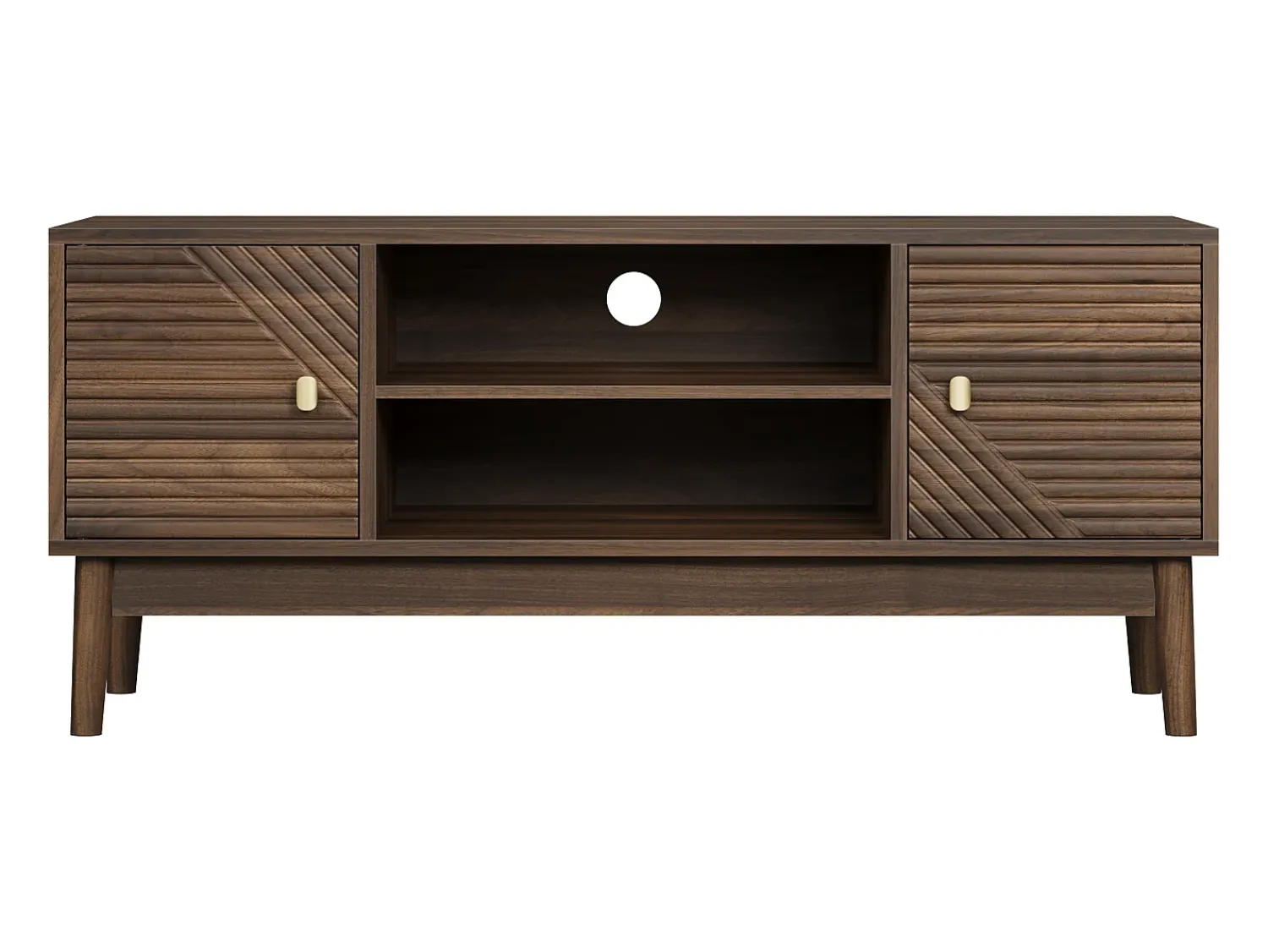 Móvel De Tv*Hauss Spole Móvel de TV em nogueira com 2 portas e arrumação aberta, estilo retro 110x40x48cm Castanho