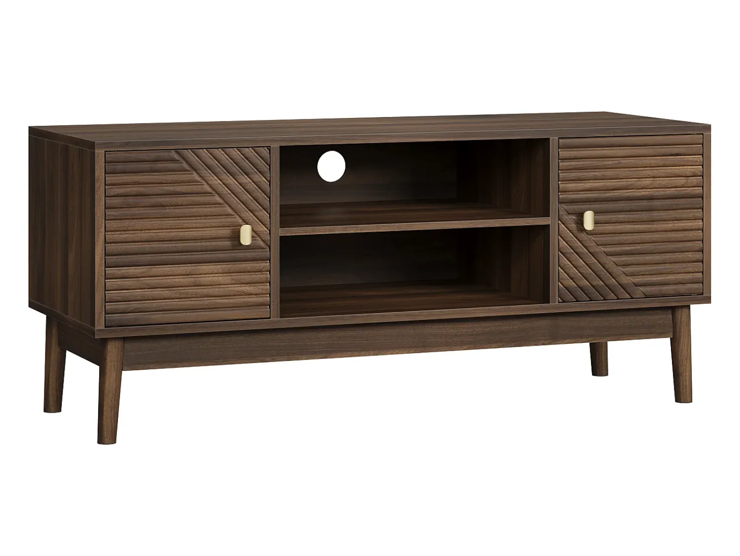 Móvel De Tv*Hauss Spole Móvel de TV em nogueira com 2 portas e arrumação aberta, estilo retro 110x40x48cm Castanho