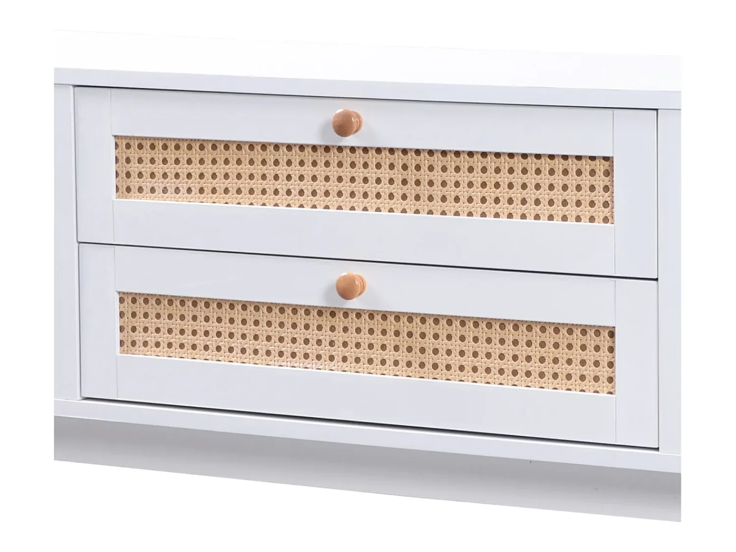 Móvel De Tv* Móvel de TV em rattan , Cômoda com duas portas e duas gavetas, patchwork e madeira Branco