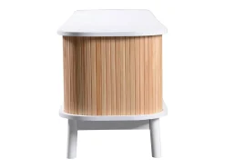 Móvel De Tv* Móvel de TV em rattan , Cômoda com duas portas e duas gavetas, patchwork e madeira Branco