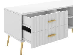 Discount ModernLuxe Móvel de TV escandinavo contemporâneo de 180 cm para TV de 75" - 2 gavetas e 3 compartimentos - Branco