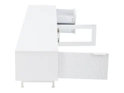 Sale Móvel de TV estilo boêmio com espaço de armazenamento, portas de armário minimalistas, 200 x 40 x 51 cm, Branco