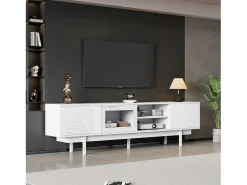 Sale Móvel de TV estilo boêmio com espaço de armazenamento, portas de armário minimalistas, 200 x 40 x 51 cm, Branco