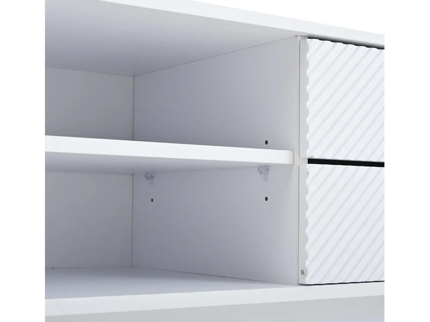 Móvel de TV estilo boêmio com espaço de armazenamento, portas de armário minimalistas, 200 x 40 x 51 cm, Branco