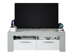 Móvel De Tv|Loungitude Móvel de TV estilo industrial branco e cimento 120x40x42 cm Cinzento claro