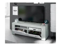 Móvel De Tv|Loungitude Móvel de TV estilo industrial branco e cimento 120x40x42 cm Cinzento claro
