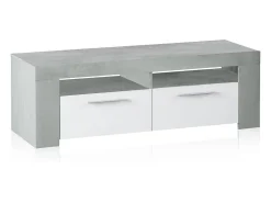 Móvel De Tv|Loungitude Móvel de TV estilo industrial branco e cimento 120x40x42 cm Cinzento claro