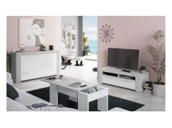 Móvel De Tv|Loungitude Móvel de TV estilo industrial branco e cimento 120x40x42 cm Cinzento claro
