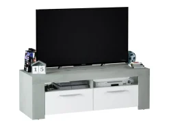 Móvel De Tv|Loungitude Móvel de TV estilo industrial branco e cimento 120x40x42 cm Cinzento claro