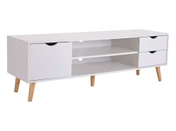 Móvel De Tv* Móvel de TV Fiana com 2 gavetas, 1 porta, prateleira central, 140x46x40 cm, /carvalho Branco