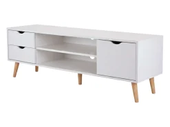 Móvel De Tv* Móvel de TV Fiana com 2 gavetas, 1 porta, prateleira central, 140x46x40 cm, /carvalho Branco