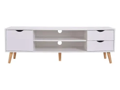 Móvel De Tv* Móvel de TV Fiana com 2 gavetas, 1 porta, prateleira central, 140x46x40 cm, /carvalho Branco