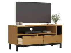 Móvel De Tv| Móvel de TV FLAM 110x40x50 cm madeira de pinho maciça PT650915 Castanho