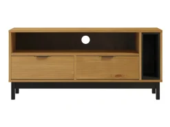 Móvel De Tv| Móvel de TV FLAM 110x40x50 cm madeira de pinho maciça PT650915 Castanho