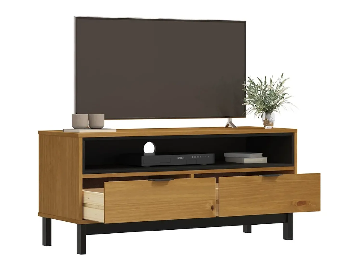 Móvel de TV FLAM 110x40x50 cm madeira de pinho maciça PT412031^ Móvel De Tv