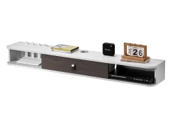 Clearance Móvel de TV Flutuante SucceBuy, Console Multimídia de Parede 140 cm com Espaço de Armazenamento, Branco
