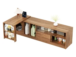 Móvel De Tv*Merax Móvel de TV giratório - 180(+80) x 40 x 51,5 cm - com área para gatos + portas - MDF - natural Natural claro
