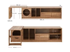 Móvel De Tv*Merax Móvel de TV giratório - 180(+80) x 40 x 51,5 cm - com área para gatos + portas - MDF - natural Natural claro
