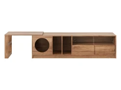 Móvel De Tv*Merax Móvel de TV giratório - 180(+80) x 40 x 51,5 cm - com área para gatos + portas - MDF - natural Natural claro