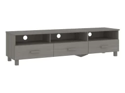 Móvel De Tv| Móvel de TV HAMAR 158x40x40 cm pinho maciço cinza-claro PT611683 Cinzento