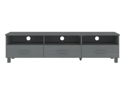 New Móvel de TV HAMAR 158x40x40 cm pinho maciço cinza-escuro PT807140 Cinzento