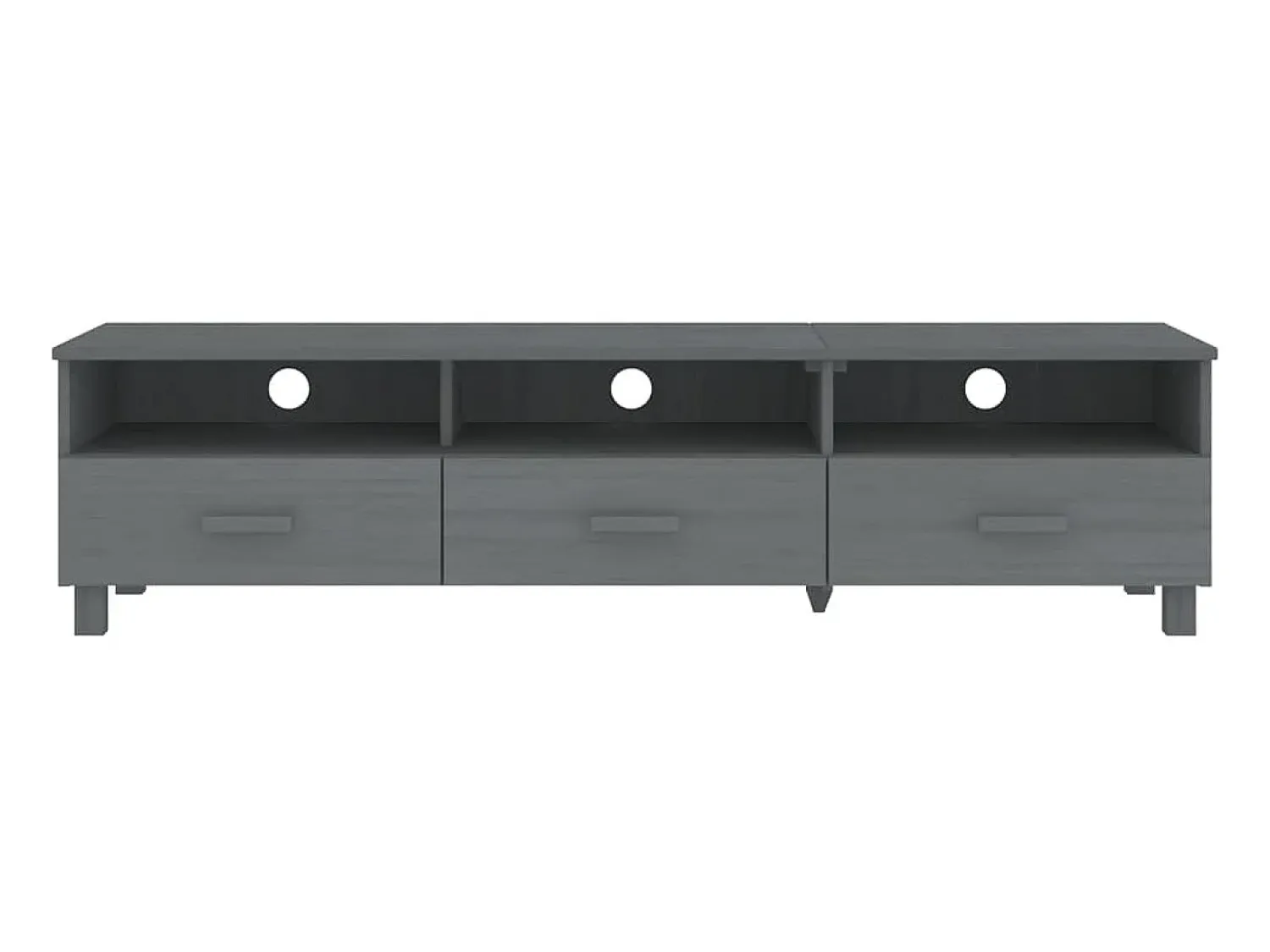 New Móvel de TV HAMAR 158x40x40 cm pinho maciço cinza-escuro PT807140 Cinzento