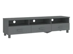 New Móvel de TV HAMAR 158x40x40 cm pinho maciço cinza-escuro PT807140 Cinzento