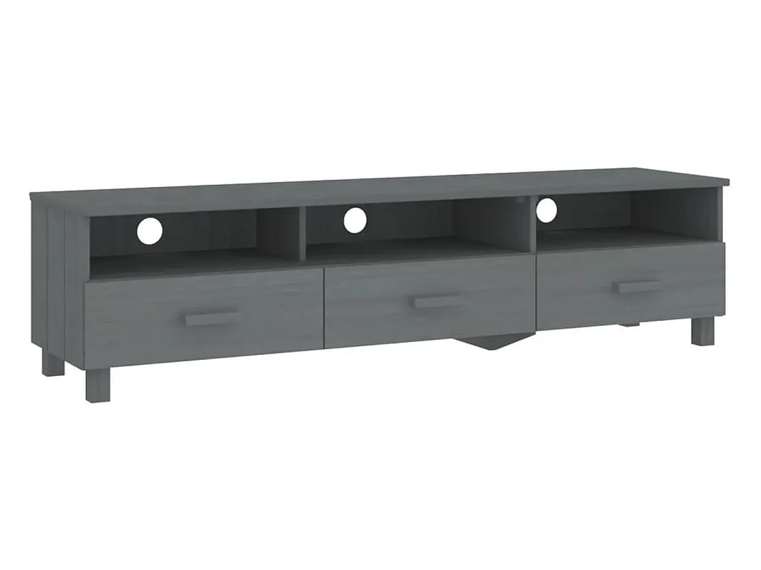 New Móvel de TV HAMAR 158x40x40 cm pinho maciço cinza-escuro PT807140 Cinzento