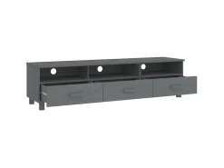 New Móvel de TV HAMAR 158x40x40 cm pinho maciço cinza-escuro PT807140 Cinzento