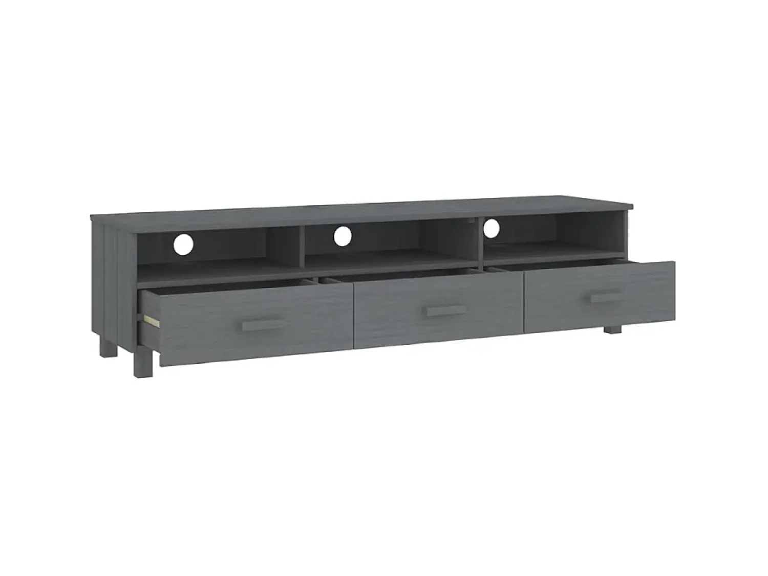 New Móvel de TV HAMAR 158x40x40 cm pinho maciço cinza-escuro PT807140 Cinzento