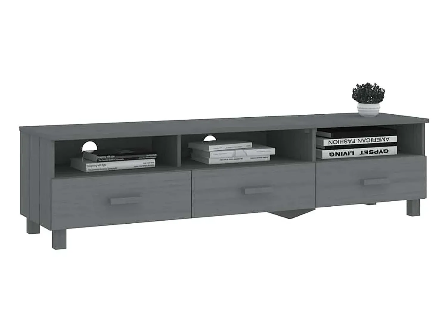 Online vidaxl Móvel de TV HAMAR 158x40x40 cm pinho maciço cinza-escuro Cinzento