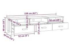 Online vidaxl Móvel de TV HAMAR 158x40x40 cm pinho maciço cinza-escuro Cinzento