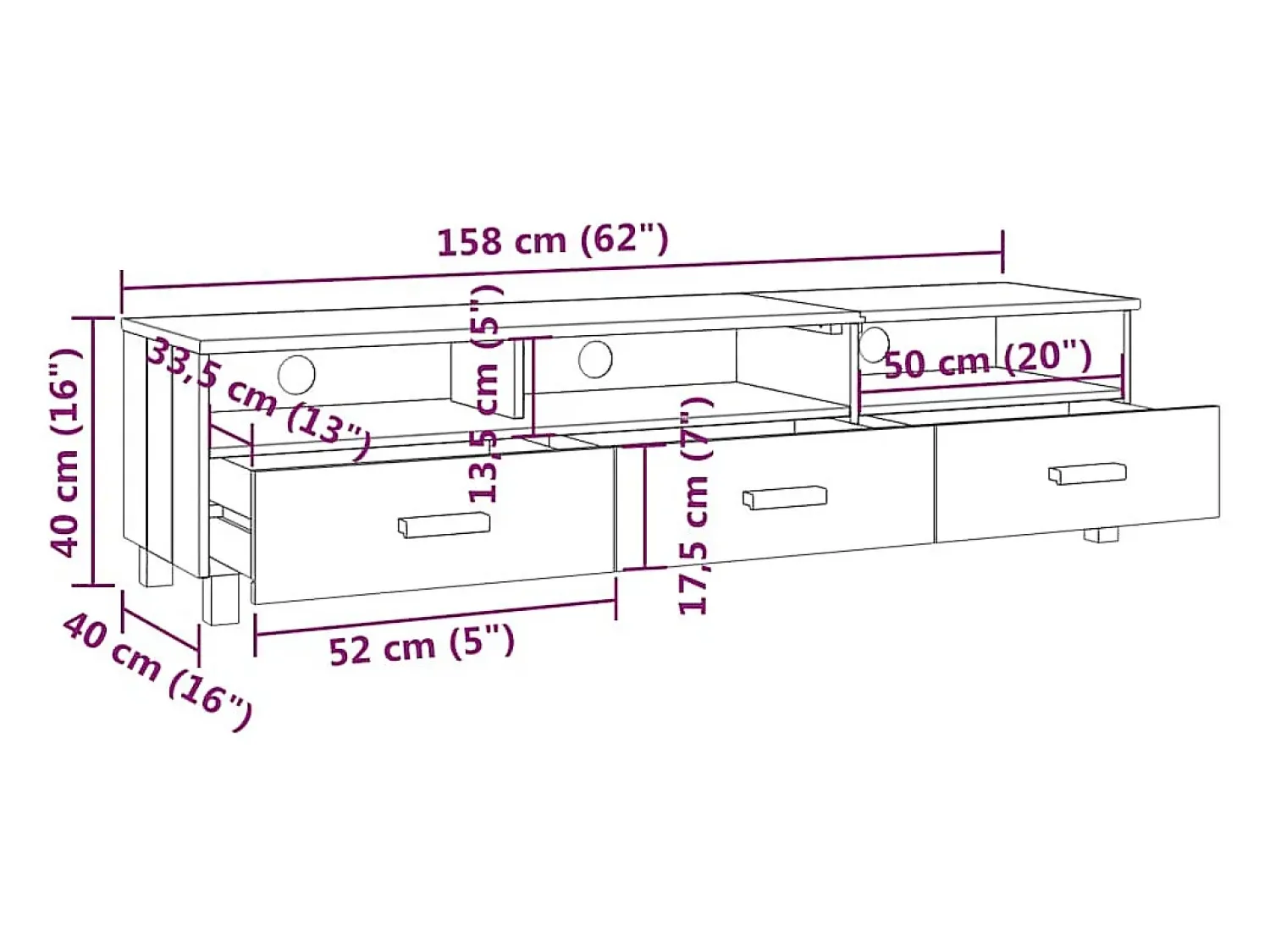 Online vidaxl Móvel de TV HAMAR 158x40x40 cm pinho maciço cinza-escuro Cinzento