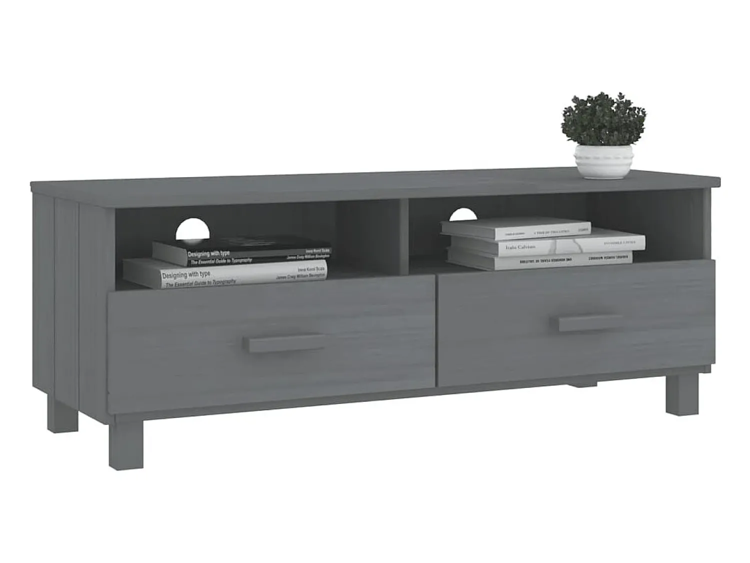Móvel De Tv|vidaxl Móvel de TV HAMAR 106x40x40 cm pinho maciço cinza-escuro Cinzento
