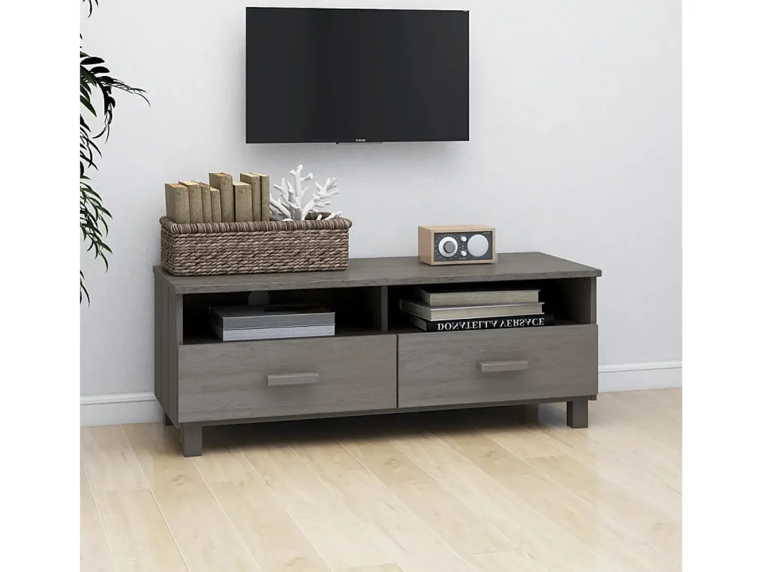 Móvel De Tv|vidaxl Móvel de TV HAMAR 106x40x40 cm pinho maciço cinza-claro Cinzento claro