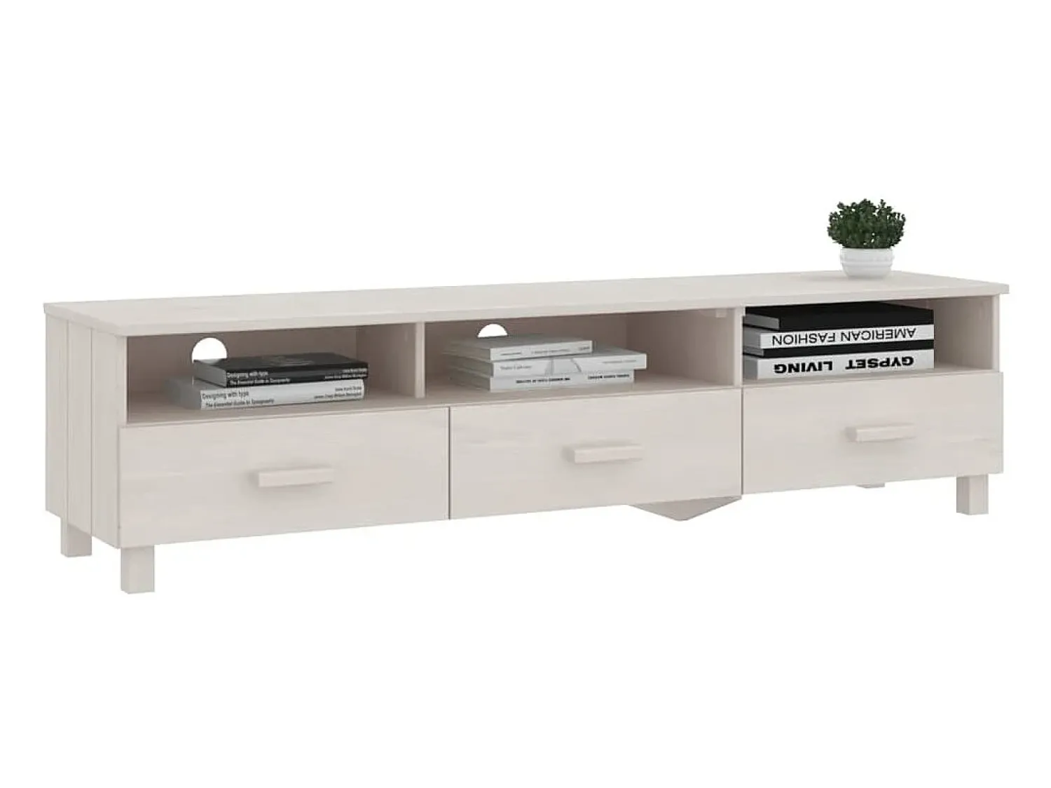 Móvel De Tv*vidaxl Móvel de TV HAMAR 158x40x40 cm pinho maciço Branco