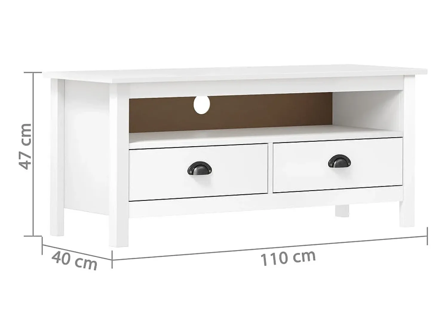 Móvel De Tv| Móvel de TV Hill 110x40x47 cm pinho maciço PT389729 Branco