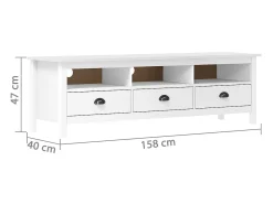 Móvel De Tv| Móvel de TV Hill 158x40x47 cm pinho maciço PT814952 Branco