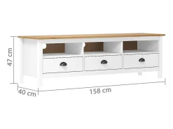 Móvel De Tv* Móvel de TV Hill 158x40x47 cm pinho maciço PT723686 Branco