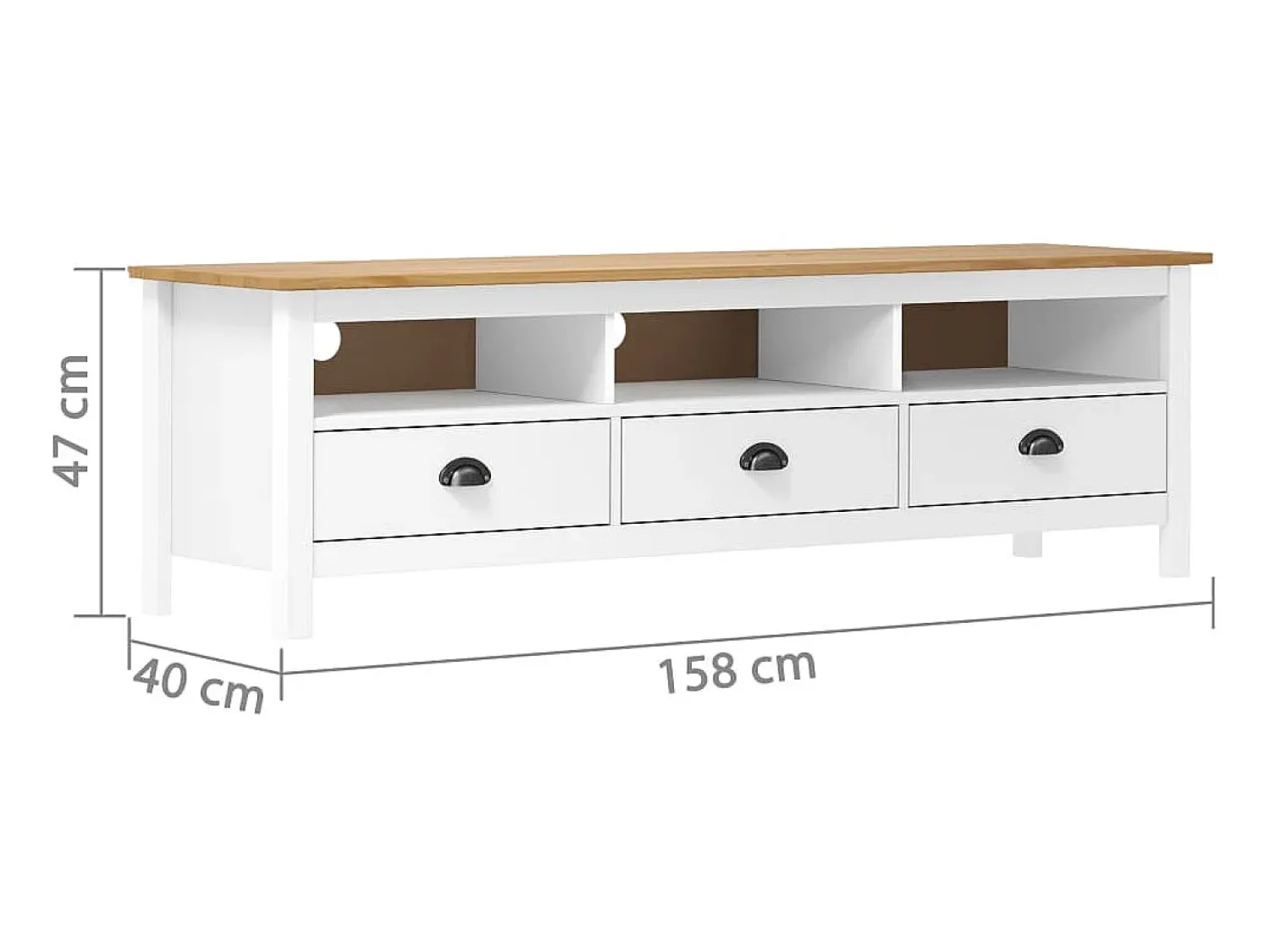 Móvel De Tv* Móvel de TV Hill 158x40x47 cm pinho maciço PT723686 Branco