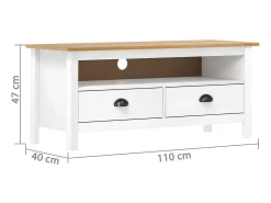 Clearance Móvel de TV Hill 110x40x47 cm pinho maciço PT313796 Branco