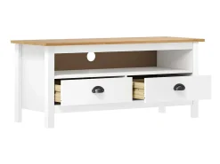Clearance Móvel de TV Hill 110x40x47 cm pinho maciço PT313796 Branco
