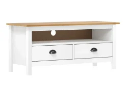 Clearance Móvel de TV Hill 110x40x47 cm pinho maciço PT313796 Branco