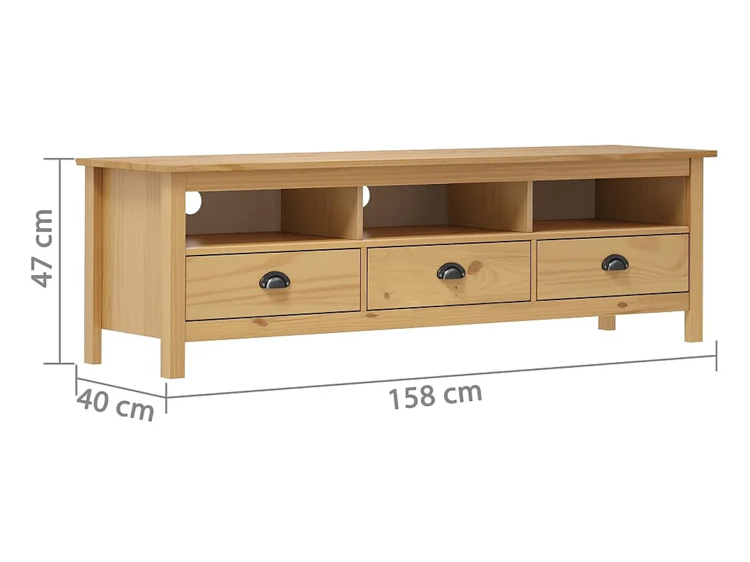 Sale Móvel de TV Hill 158x40x47 cm pinho maciço mel PT728474 Castanho